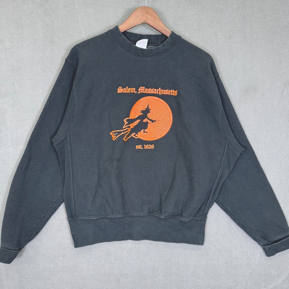 Vintage Salem Massachusetts Witch Sweatshirt Men L Fruit Of The Loom Halloween